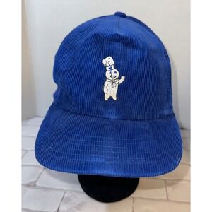 Vintage Pillsbury Doughboy Blue Corduroy Snapback Hat Yupoong Poppin Fresh Cap